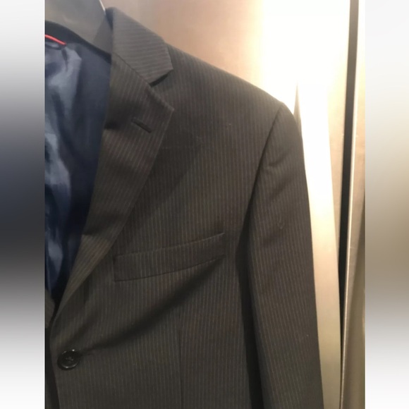 Billy London 42 BLACK Sport Coat Jacket PIN STRIPED 3 Button Front 29”Long mens - Picture 3 of 11